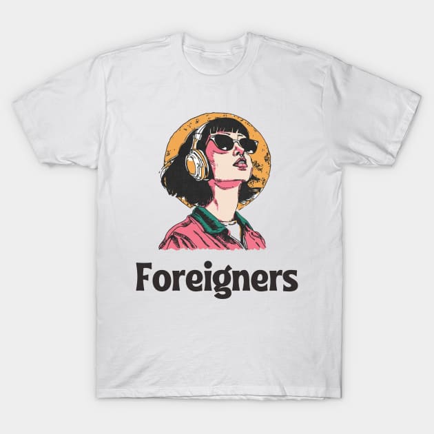 Women Listening To Foreigner T-Shirt by grayscalecoloring